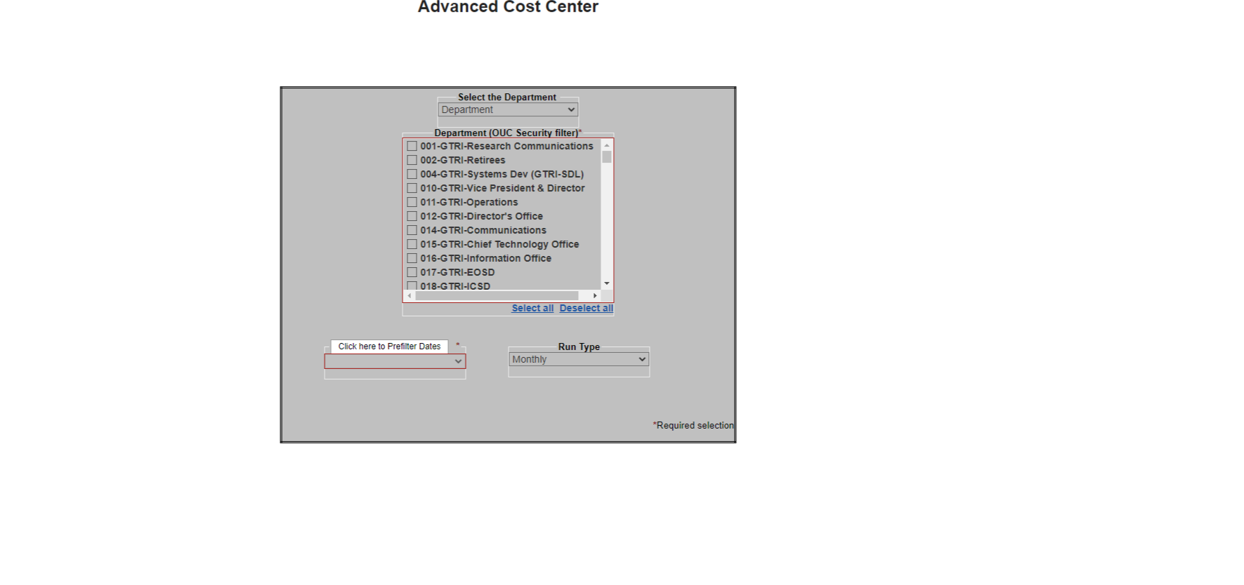 Advanced Cost Center