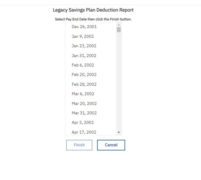 Legacy Savings Plan Deduction Report