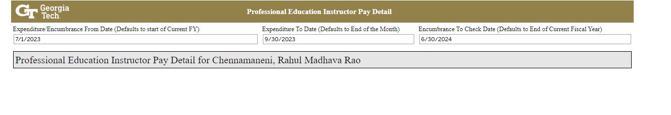 PE Instructor Pay Detail