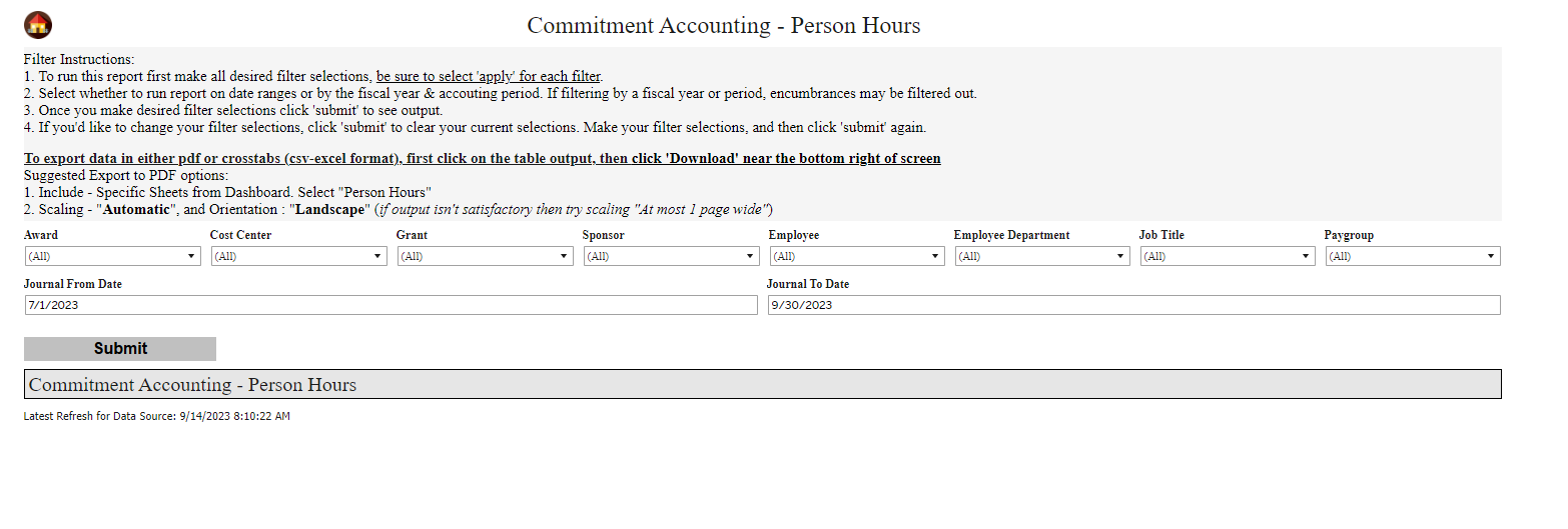 Commitment Accounting - Person Hours